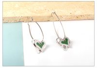 Fashion Heart Shape Flower Stainless Steel Plating Drop Earrings 1 Pair main image 4