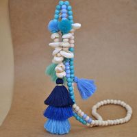 1 Piece Fashion Tassel Artificial Crystal Turquoise Shell Beaded Women's Pendant Necklace sku image 1