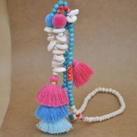 1 Piece Fashion Tassel Artificial Crystal Turquoise Shell Beaded Women's Pendant Necklace sku image 2