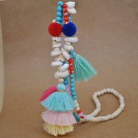 1 Piece Fashion Tassel Artificial Crystal Turquoise Shell Beaded Women's Pendant Necklace sku image 3