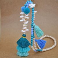 1 Piece Fashion Tassel Artificial Crystal Turquoise Shell Beaded Women's Pendant Necklace sku image 5