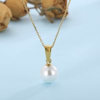 Mode Geometrisch Titan Stahl Inlay Künstliche Perlen Strasssteine Frau Ohrringe Halskette main image 8