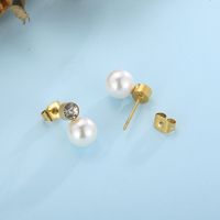 Mode Geometrisch Titan Stahl Inlay Künstliche Perlen Strasssteine Frau Ohrringe Halskette main image 2