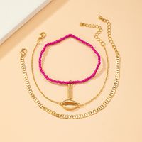 Vacation Letter Shell Beaded Alloy Women's Anklet 1 Set main image 6