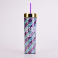 Double-layer Letter Straw Portable Large Capacity Plastic Cup sku image 6