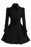 Women's Fashion Solid Color Double Breasted Coat Woolen Coat main image 4