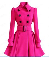 Women's Fashion Solid Color Double Breasted Coat Woolen Coat main image 2