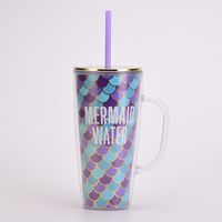 Double-layer Letter Straw Portable Large Capacity Plastic Cup sku image 5