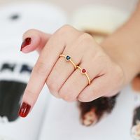 Fashion Heart Shape Copper Gold Plated Zircon Open Ring 1 Piece main image 9
