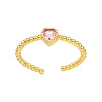 Fashion Heart Shape Copper Gold Plated Zircon Open Ring 1 Piece sku image 3