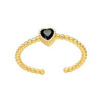 Fashion Heart Shape Copper Gold Plated Zircon Open Ring 1 Piece sku image 2
