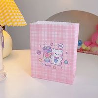 Cute Cartoon Creative Gift Bag Little Bear Plaid Paper Bag Packaging Bag sku image 2
