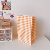 Tide Korean Style Color Plaid Kraft Paper Gift Packaging Paper Bag sku image 4