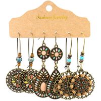 1 Set Retro Round Metal Plating Women's Drop Earrings sku image 6