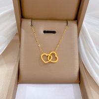 Einfacher Stil Herzform Titan Stahl Kupfer Überzug Vergoldet Halskette Mit Anhänger main image 1