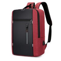 Business Solid Color Square Zipper Functional Backpack sku image 2