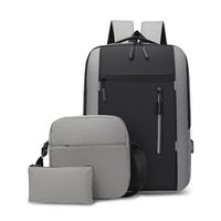 Business Solid Color Square Zipper Functional Backpack sku image 14