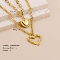 Retro Heart Shape Titanium Steel Plating Layered Necklaces 1 Piece main image 3