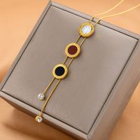 Fashion Letter Titanium Steel Plating Shell Zircon Pendant Necklace 1 Piece sku image 1