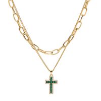 Fashion Cross Stainless Steel Plating Zircon Layered Necklaces 1 Piece main image 4