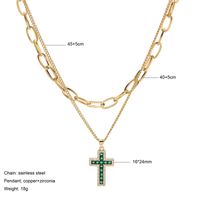 Fashion Cross Stainless Steel Plating Zircon Layered Necklaces 1 Piece main image 3