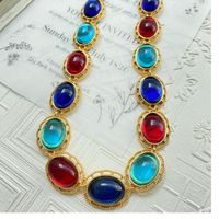 Retro Oval Alloy Gold Plated Glass Women's Necklace main image 5