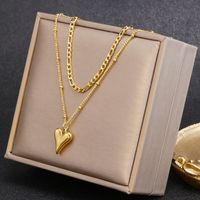 Simple Style Heart Shape Stainless Steel Plating Layered Necklaces 1 Piece main image 5