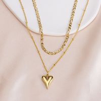 Simple Style Heart Shape Stainless Steel Plating Layered Necklaces 1 Piece main image 3