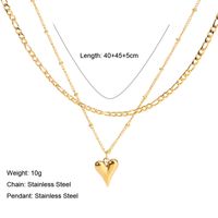 Simple Style Heart Shape Stainless Steel Plating Layered Necklaces 1 Piece main image 2