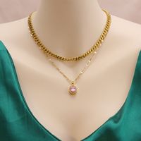 Fashion Water Droplets Stainless Steel Plating Zircon Layered Necklaces 1 Piece main image 3