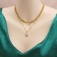 Fashion Water Droplets Stainless Steel Plating Zircon Layered Necklaces 1 Piece main image 2