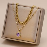 Fashion Water Droplets Stainless Steel Plating Zircon Layered Necklaces 1 Piece main image 1
