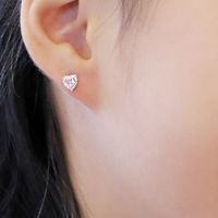 Sweet Heart Shape Sterling Silver Inlaid Zircon Ear Studs 1 Pair main image 2