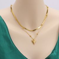 Fashion Heart Shape Stainless Steel Plating Layered Necklaces 1 Piece main image 6