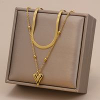 Fashion Heart Shape Stainless Steel Plating Layered Necklaces 1 Piece main image 4