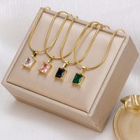 Simple Style Geometric Stainless Steel Inlay Zircon Pendant Necklace main image 1