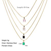 Simple Style Geometric Stainless Steel Inlay Zircon Pendant Necklace main image 3