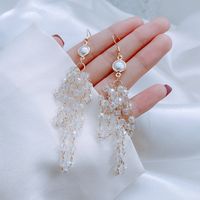 Fashion Heart Shape Flower Copper Inlay Artificial Pearls Zircon Drop Earrings 1 Pair sku image 11