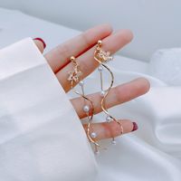 Fashion Heart Shape Flower Copper Inlay Artificial Pearls Zircon Drop Earrings 1 Pair sku image 10