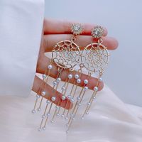 Fashion Heart Shape Flower Copper Inlay Artificial Pearls Zircon Drop Earrings 1 Pair sku image 9