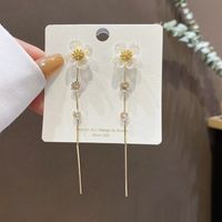 Fashion Heart Shape Flower Copper Inlay Artificial Pearls Zircon Drop Earrings 1 Pair sku image 2