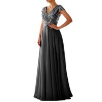 Women's A-line Skirt Fashion V Neck Sequins Patchwork Short Sleeve Solid Color Maxi Long Dress Daily main image 3