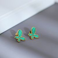 Fashion Butterfly Titanium Steel Plating Ear Studs 1 Pair main image 5