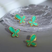Fashion Butterfly Titanium Steel Plating Ear Studs 1 Pair main image 6
