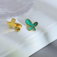 Fashion Butterfly Titanium Steel Plating Ear Studs 1 Pair main image 2