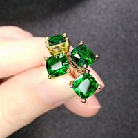 Fashion Square Copper Gold Plated Artificial Rhinestones Ear Studs 1 Pair main image 6