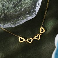 Fashion Heart Shape Titanium Steel Gold Plated Pendant Necklace 1 Piece main image 4