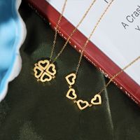 Fashion Heart Shape Titanium Steel Gold Plated Pendant Necklace 1 Piece main image 1
