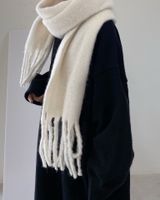 Women's Fashion Solid Color Polyester Tassel Winter Scarves sku image 22
