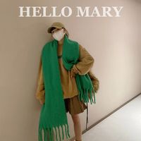 Women's Fashion Solid Color Polyester Tassel Winter Scarves main image 5